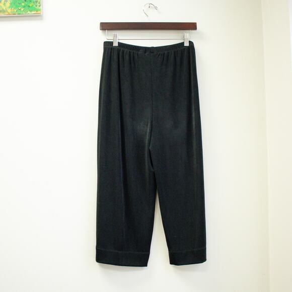 Chicos Travelers Plissé Flowy Black Pants Size 1 - Picture 2 of 7